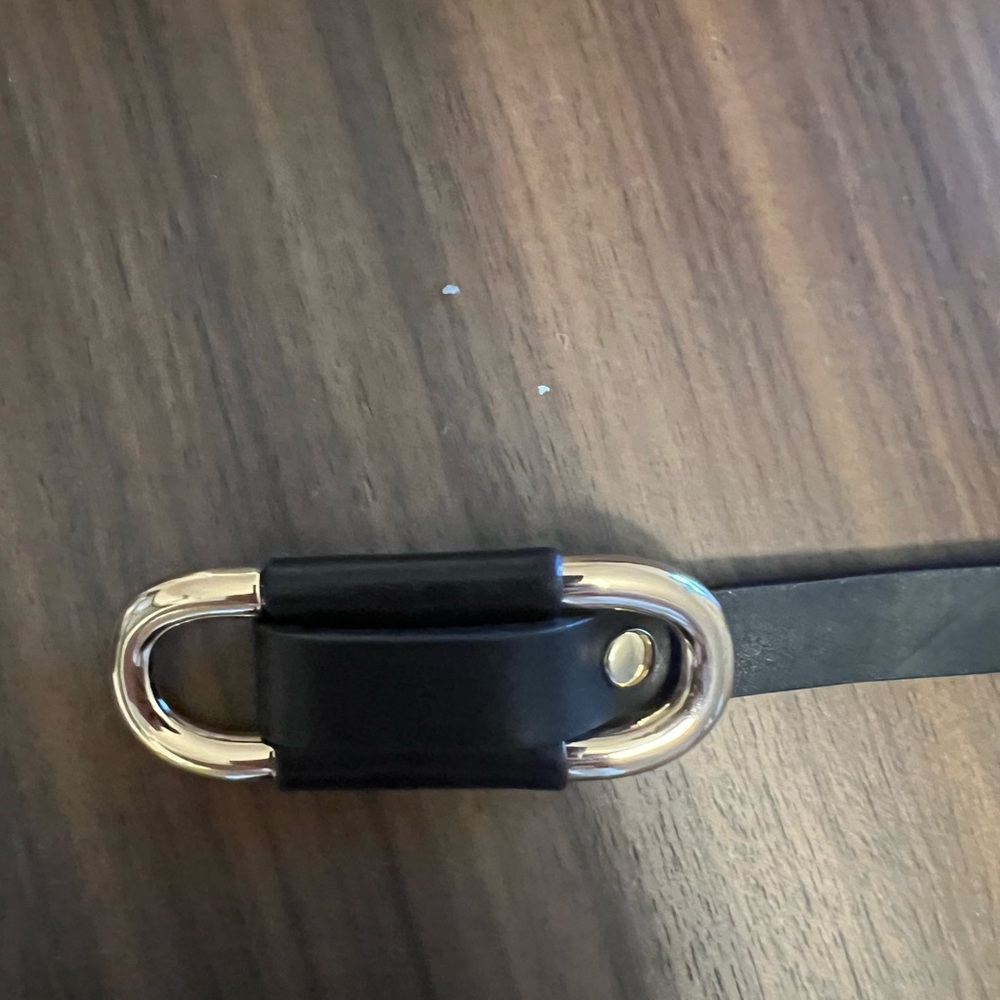 Anthropologie Black Blake  Skinny Belt with Gold Lettering